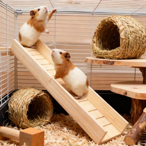 Wooden Guinea Pig Ramp for Cage, Hamster Ladder Toys, Bridge Cage Accessories for Guinea Pig, Hamster, Rats, Chinchillas, Squirrels - size: 31.1*6.69*2.7 Inches