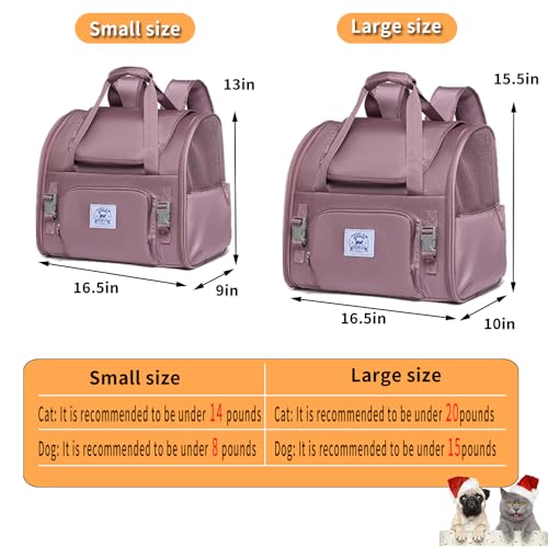 Pet Backpack Carrier for Small Dogs Medium Cats, Puppies,Breathable and Collapsible Design, Portable Travel Bag for Bearded Dragon,Rabbit Cage (Purple, Large) - color: purple, size: Large