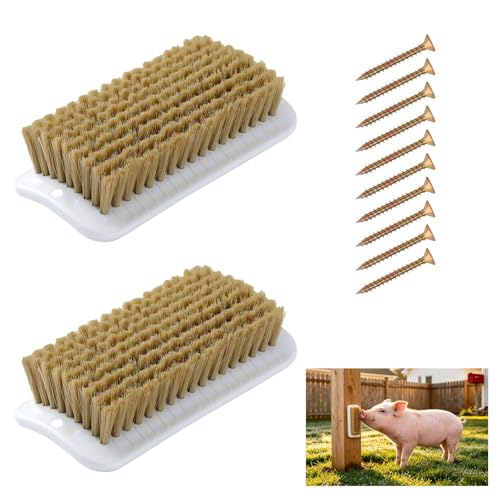 Toys for Pigs, Enrichment scratching Brush, Stress Relief for Pets | 2 Pcs Self-Grooming Tool, Increase Enjoyment, Pet Pig Supplies, Outdoor, for Pigsties, Fences, Wooden Stakes and Courtyards