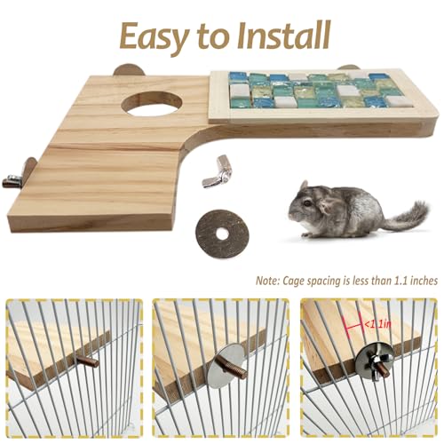 Wooden Hamster Cage Platform Set 9 Pack Wood Juvenile Chinchilla Shelves, Squirrel L-Shape Corner Ledge with Hole Cooling Standing Board, Rat Cage Accessories for Gerbil Small Animal Climbing - size: 9PCS