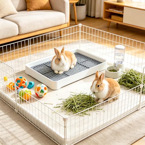 2 Pack Large Rabbit Litter Box Bunny Litter Tray with Detachable Grate | Small Animal Potty Trainer Pan for Guinea Pig, Hamster, Ferret, Rat, Hedgehog & Chinchilla - color: 1 Pcs