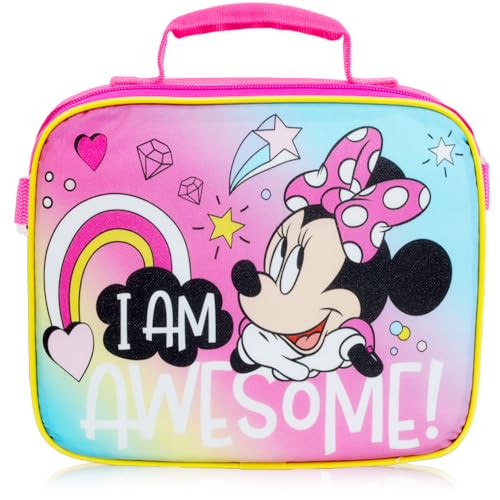 Minnie Mouse Backpack with Lunchbox Set for Girls School Bundle, More | 16in Large Durable Minnie Bookbag w/ Insulated Lunch Box Plus Water Bottle, Stickers, More - Minnie Mouse School Supplies