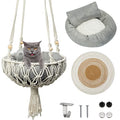 3 Pcs Macrame Cat Hammock, Including Hanging Kitten Bed Scratcher Scratch Pad Swing Bed for Small Cat Small Dog(40 x 12 Inch,Cute Style)