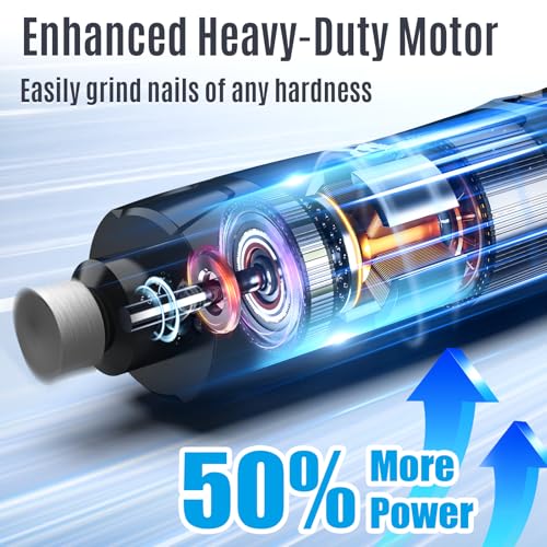Casfuy New 6-Speed Dog Nail Grinder - 50% More Power Dog Nail Trimmers with 2 LED Lights Quiet 7h Running Time Electric Pet Nail Grinder File Toenail Grinder for Large Medium Small Dogs & Cats (DB) - color: Dark Blue