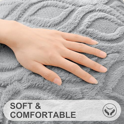 decorUhome Faux Fur Plush Soft Grey Throw Pillow Covers 16x16 Set of 2 | Wool Solid Fall Couch Pillow Covers, Accent Modern Farmhouse Neutral Decorative Square Pillow Cases for Sofa Bed Living Room - color: Grey, size: 16" x 16" (Pack of 2)