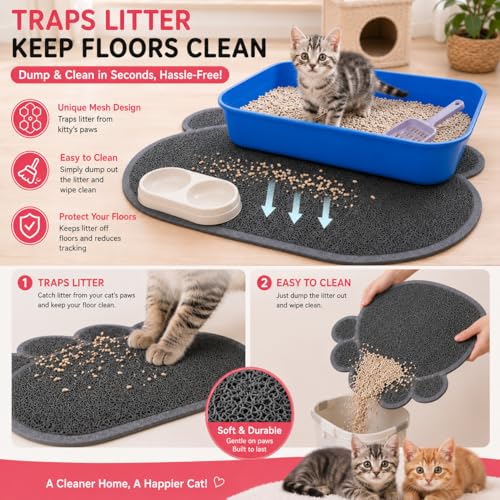 Kitten Litter Box Starter Kit with Mat, All-in-One Starter Kit for Kittens & Small Cats, Anti-Tracking Litter Mat, Easy Clean, Includes Scoop & Toys, Compact Size (GreyScoop) - color: GreyScoop