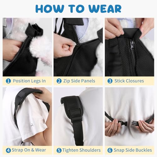 Mosago Dog Backpack Carrier with Thick Padded Bottom Support, Legs-Out Puppy Chest Carrier for Small Dogs 2.5–4 lbs, Adjustable Pet Front Carrier for Walking, Hiking, Camping, and Traveling | Legs-Out Puppy Chest Carrier for Small Dogs, Adjustable Pet Fro