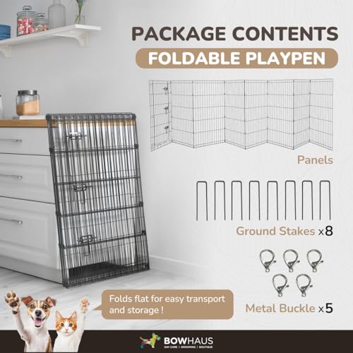 Foldable Outdoor/Indoor Pet Playpen with Gate, Available in 36 Inch Height Metal Portable Kennel, Heavy-Duty Exercise Fence Cage 8 Panels for Large Dog, Animals - style: 36 Inch