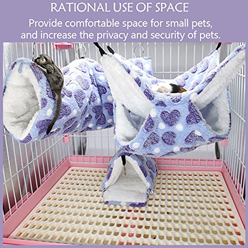 LEFTSTARER Guinea Pig Ferret Rat Hammock Toy Small Animal Cage Accessories Hideout Tunnel & Bunkbed Hammock for Rat Ferret Guinea Pig Hamster Sugar Glider Chinchilla - color: 2.Heart-Purple