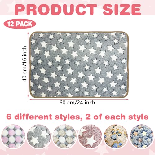 PINVNBY 12 PCS Guinea Pig Blanket Washable Fleece Blanket for Guinea Pigs Reusable Small Animal Cage Sleep Mat Bedding Pad for Hamster Bunny Ferret Chinchilla Hedgehog (24 x 16 Inch) - size: 24" x 16"(12 PCS)
