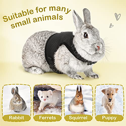 PETTOM Bunny Rabbit Harness with Stretchy Leash Cute Adjustable Buckle Breathable Mesh Vest for Kitten Small Pets Walking (Black,XL) - color: Black, size: XL(Chest:12.5-15.7 in)