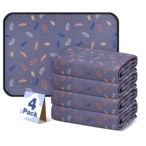 4'Pcs Washable Pee Pads, Reusable Puppy Pet Training Pads, Waterproof Dog Crate, Whelping Pad, Non-Slip Protects Against Urine Leakage Deep Grey Medium - color: Deepgrey, size: Medium