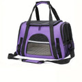 Cat Carrier Bag, Airline Approved Soft Carrier for Cats & Small Dogs | Airline approved pet carrier for pets under 15lb, breathable mesh with privacy cover, lightweight, foldable & washable - color: Purple