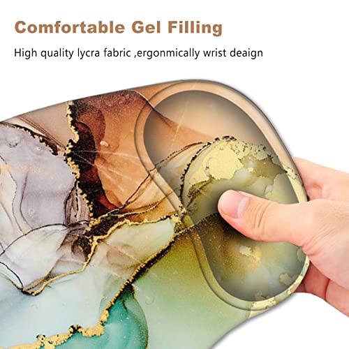Ergonomic Mouse Pad with Wrist Support Gel Mouse Pad Wrist Rest, Non-Slip PU Base Comfortable Mousepad for Office Home Working Studying Pain Relief & Easy Typing, Abstract Art Marble