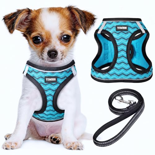 No Pull Dog Puppy Harness and Leash Set Reflective Mesh Vest X-Small - color: Blue, size: X-Small (Pack of 1)