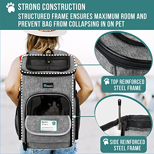 PetAmi Dog Backpack Carrier, Airline Approved 4-Way Entry Cat Backpack Carrier, Ventilated Mesh, Collapsible Pet Carrier for Small Puppy, Kitten, Hiking, Travel Car, Vet, up to 18 lbs, Heather Gray - color: Heather Gray