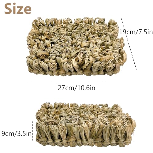 Hamiledyi Rabbit Grass Bed 2PCS Guinea Pig Hay Mat Bunny Natural Straw Woven Bed Rabbit Handmade Bedding Sleeping Grinding Nesting and Chewing Toy for Rabbit Guinea Pig Chinchilla Hedgehog Hamster - size: 2PCS