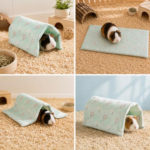 2 Pcs Foldable Guinea Pig Hideout Tunnel - Small Animal Hides | Creative Shapes, Waterproof, Small Pet Tunnels for Rabbit Hamster Chinchilla