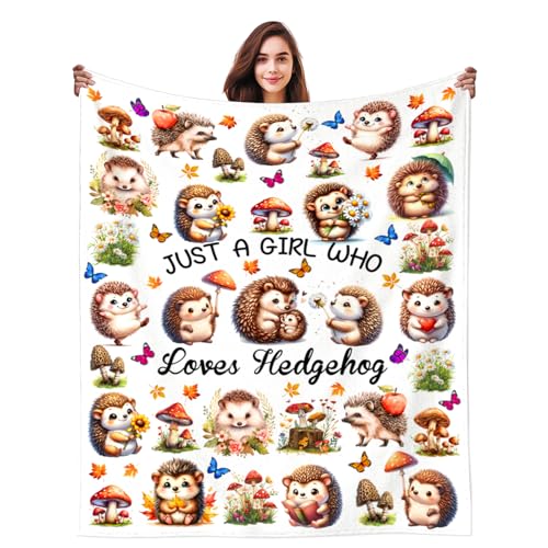 Hedgehog Blanket Gifts for Women Hedgehogs Blankets and Throws Stuff Cute Hedgehog Gifts for Women Girls Boys Kids Adults Animal Lovers Birthday Decorations Room Decor 60"X50" - color: Hedgehog, size: 60"x50"