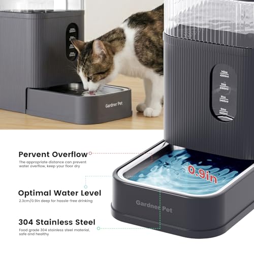 Gardner Pet 2.2 Gallon Automatic Dog Water Bowl Dispenser 8.5L Gravity Water Feeder with Stainless Steel Bowl & Maifan Stone Filter, BPA-Free for for Cats and Dogs (Grey, 2.2 Gallon) - color: Grey, size: 2.2 Gallon