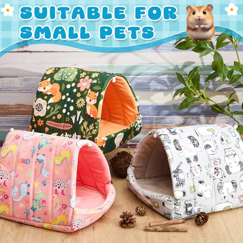 Cinnvoice 4 Pcs Guinea Pig Hideout, Guinea Pig Bed Tunnel, Rabbit Washable Small House Cage Accessories for Bunny Hedgehog Mouse Chinchillas Hamsters Ferrets Bearded Dragons Rats(Wonder Tale,9.8 in) - size: 9.8 in, style: Wonder Tale