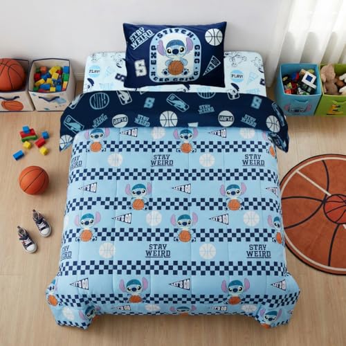 Northwest Disney Lilo & Stitch Twin Comforter Set, Reversible Design Ultra Soft Fade Resistant Microfiber Kids Bedding Set, Officially Licensed - color: Stitch