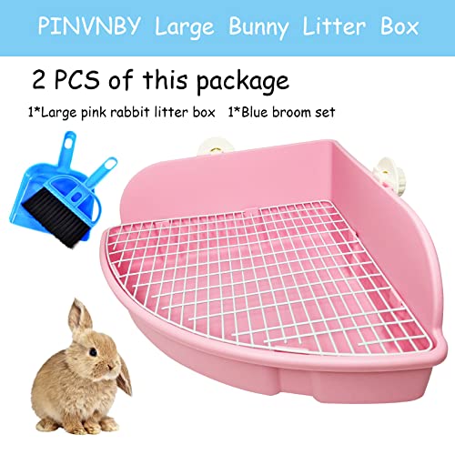 PINVNBY Large Rabbit Litter Box Small Animal Cage Toilet Pet Potty Bunny Corner Litter Box Trainer Bigger Pan Fan Shape Litter Boxes for Adult Ferret Guinea Pigs Chinchilla Galesaur (Pink) - color: Pink