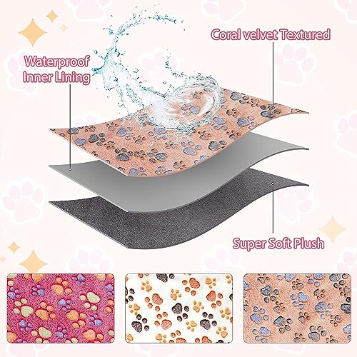 YUEPET 3 Pack Waterproof Guinea Pig Blankets, Fleece Cage Liners, SM | Fleece Bedding for Guinea Pigs, Waterproof Backing, Machine Washable, Soft Fleece Surface, 30 x 16 in - color: White+pink+coffee, size: SM-30"×16"