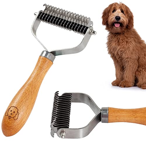 Dematting Comb for Dogs, Undercoat Rake Grooming Tool For Matted Pet Hair | Best Dematting Brush For Doodles & Poodles, Detangling De Matted Hair, Tool For Removing Shedding Fur, Cat Deshedder Brushes - size: Dematting Comb Standard
