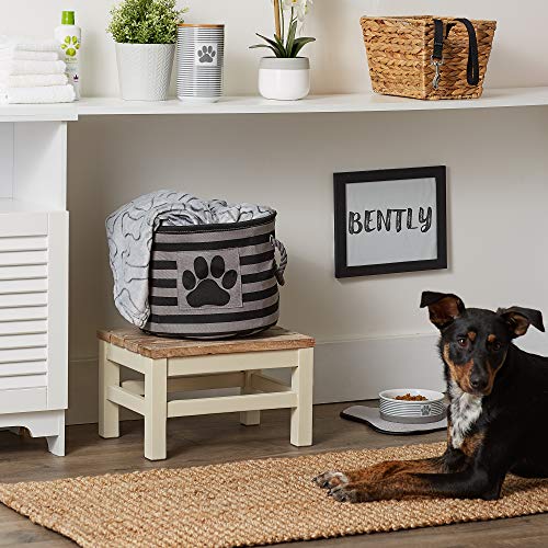 Bone Dry Pet Storage Collection Striped Paw Patch Bin, Black, Small Round - color: Black, size: Small Round