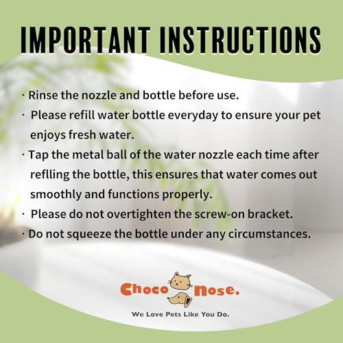 Choco Nose No-Drip Small Animal Water Bottle - Leak-Proof Patented Nozzle Helps Prevent Cage Mess & Wet Bedding - Hamster, Hedgehog, Mouse, Glider, Gerbil - BPA Free, Cage Mount, 10.2 fl oz (C125) - color: C125 Blue, size: Hamsters-Hedgehogs-Sugar Gliders