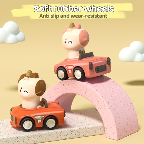 Press to Go Friction Inertia Car, Unicorn Toy Cars for Boys Girls | Animal Racing Cars Toys for Kids, Play Figure Vehicle Set, Birthday Gift for Boy Girl