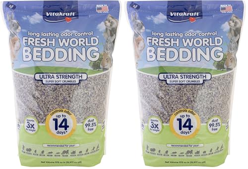 Vitakraft Fresh World Small Animal Bedding - Ultra Strength - Pet Bedding for Litter Boxes and Cages (16 L),Gray, 975 cu in (Pack of 2) - size: 975 cu in (Pack of 2)