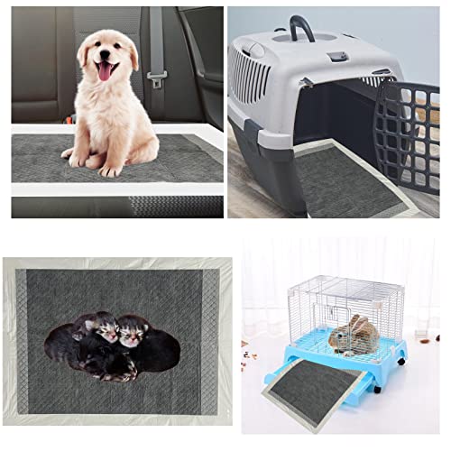 Disposable Rabbit Pee Pads,50PCS 17"x22" Pet Pees Pad,Cage Black Carbon Liner,Super Absorbent Leak Proof Cushion Reduce Odor Bunny Training Accessories for Kitten Puppy Hamster Hedgehog(Gray) - size: 【22.0 x 17.0 in】
