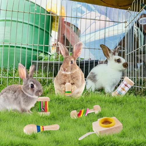 AOWPFVV Wooden Bunny Toys,Safe Rabbit Toys for Guinea Pigs,Small Animals