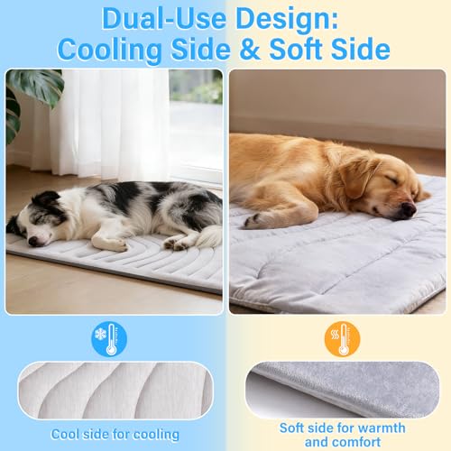 Dog Cooling Mat, 36"x23" Reversible Pad, Scratch-Resistant,Machine Washable | Pressure-activated Pet Cooling Mat, Q-Max>0.5, Indoor Outdoor Use, Great for Summer, Dogs & Cats, Grey - size: Medium