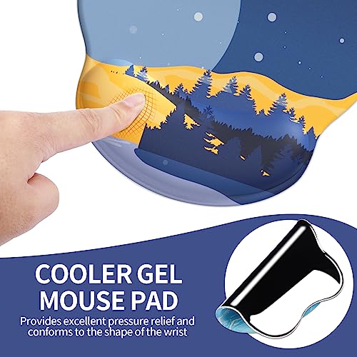 Mouse Pad with Wrist Rest, Comfortable Computer Mousepad with Gel Wrist Support Smooth Surface and Non-Slip PU Base for Pain Relief, Laptop, Office & Home (Moon Night) - color: Moon Night