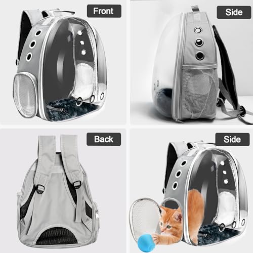 Cat Backpack Carrier, Pet Cat Carrier with Ventilated Design for Carrying Puppy Cats, Pet Carrier Backpack for Traveling/Hiking/Camping/Outdoors Airline Approved Travel Carrier(Grey) - color: Grey