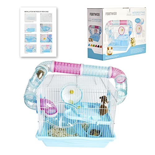 Hamster Cages and Habitats, A Wire Rat Cage with a Large Space for Dwarf Hamsters, Guinea Pig, Gerbils, Mouse or Other Small Animal Cage. - color: Blue