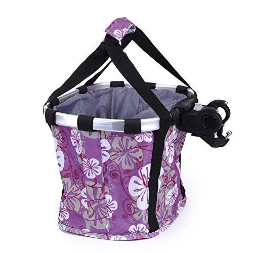 Pet Dog Bike Basket & Carrier Bag- Foldable Detachable Pet Travel Bicycle Basket - Small Animal Dog Cat Rabbit Bike Ride Basket Carrier (Purple) - color: Purple