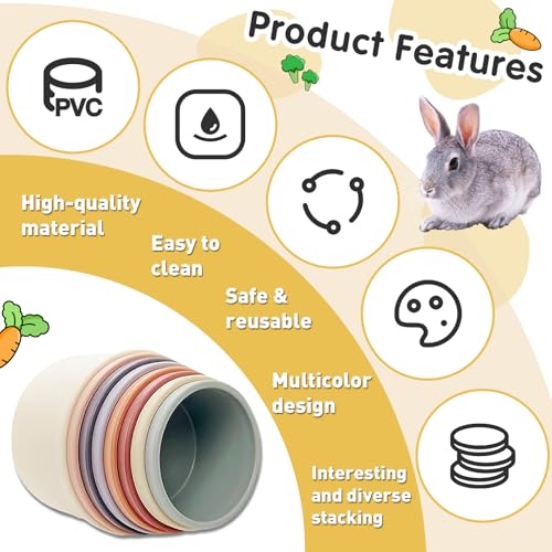 16 Pcs Stacking Cups for Rabbits, Colorful Bunny Toys for Rabbits and Small Animals, Nesting Rabbit Toys of Different Sizes, Bunny Stacking Cups for Hiding Food and Playing - color: Colourful 16-Pack