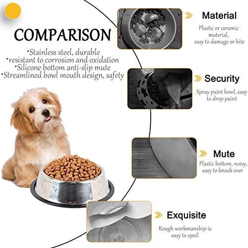 Hamiledyi Stainless Steel Dog Cat Bowl with Rubber Base 4 Pack Pet Feeder and Water Bowls Stackable Non-Slip Puppy Dishes for Small Medium Animals Kitten Rabbit - size: Medium