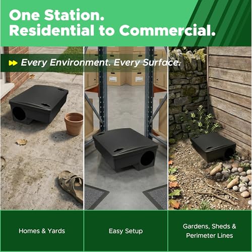 Mouse Bait Station 2 Pack Medium Size, Tamper Resistant Lockable Bait Boxes Indoor Outdoor, High Capacity Mid Size Rodent Bait Box with Key, Reusable Weather Resistant Pest Control - size: 2-Pack Medium