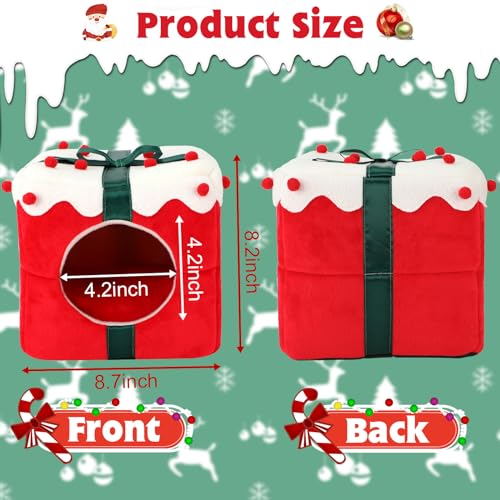 YUEPET Christmas Guinea Pig Hideout, Cozy Small Animal Bed Warm Guinea Pig House with Removable Cushion for Guinea Pigs Chinchillas Dwarf Rabbits Sugar Gliders Hamsters 8.7"×8.7"×8.2" - style: Christmas
