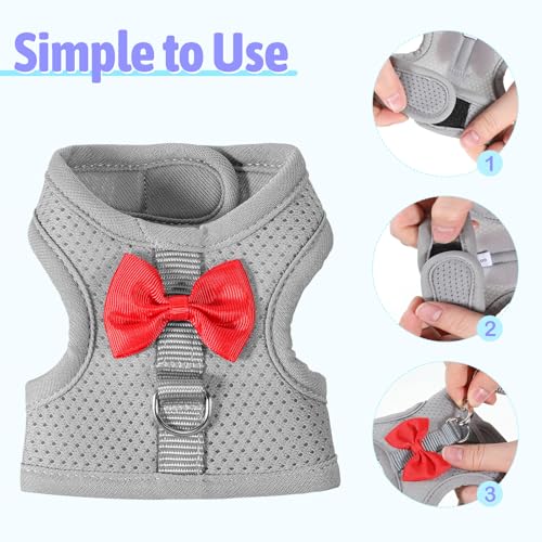 Bunny Leash and Harness Set, Rabbit Harness Vest, Bunny Harnesses, Adjustable Straps Design, Soft Mesh Harnesses for Puppies, Kitten, Guinea Pigs, Grey S - size: S