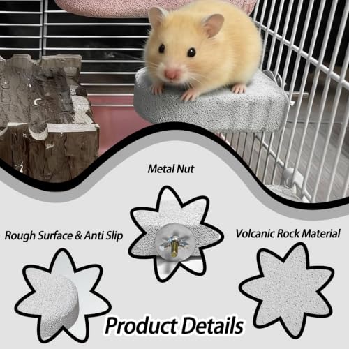 4 Pack Hamster Rat Lava Ledge Platform Teeth Grinding Chewing Toy (S,Grey) | Chinchillas Pumice Teeth Grinding Block Perch Stand Jumping Platform Small Animals Cage Accessories for Gerbil Mouse Bird