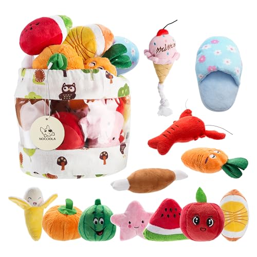 Nocciola Dog Squeaky Toys, Plush Small Dog Toys for Dogs, Stuffed with Squeakers,12 pcs Puppy Toys with a Carrying Bag for Small Medium Size - style: 12 PCS