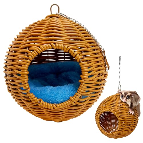 BNOSDM Sugar Glider Pouch, Pet Glider Cage Sleep Bag Squirrels Playing Hideout Hanging Hammock with Warm Cotton Pad Small Animal Cage Accessories for Marmosets Hamsters - color: 3.Half-Round style