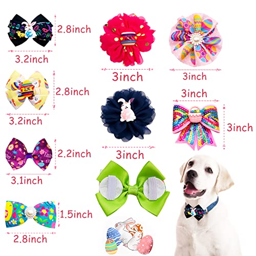 PET SHOW 4pcs Small Dogs Collar Flowers and Bows Charms For Festival Holiday Party Cats Rabbits Slides on Collars Leashes Puppies Medium Dog Collar Attachment - color: Easter-12pcs