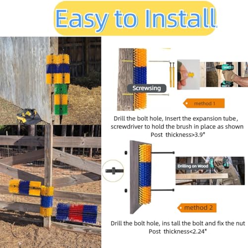 Livestock Scratching Brush Goat Donkey Cow Horse Cattle Itch Scratcher Post | Livestock Grooming and Massage, Farm Animals scratcher, Itch Relief, Goat Scratching Post, Horse Brush, Cow brush - color: Yellow